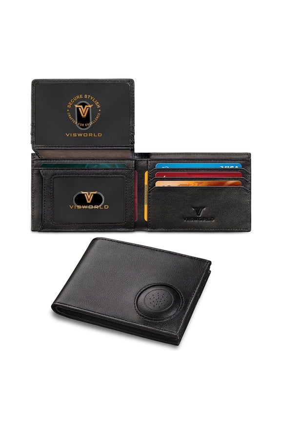 Men’s Wallet with AirTag Holder, RFID Blocking Wallet for Apple Air Tag with 13 Card Slots & 2 ID Windows (Black)
