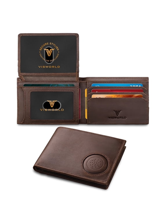 Men’s Wallet with AirTag Holder, RFID Blocking Wallet for Apple Air Tag with 13 Card Slots & 2 ID Windows (Retro Brown)