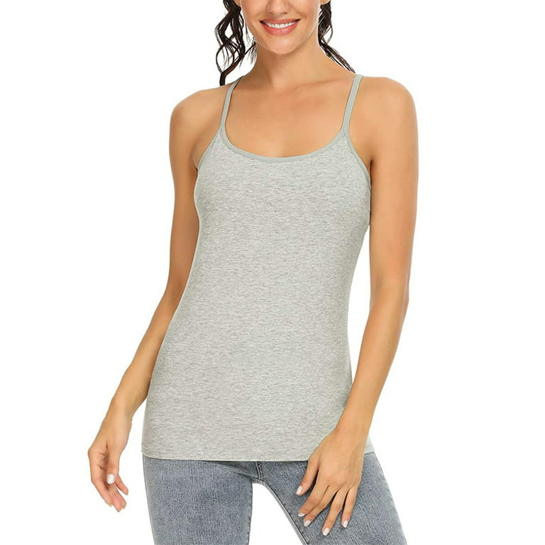 VISgogo Women Basic Cami Tank Tops, Spaghetti Strap Camisole Undershirts  Adjustable Yoga Tanks