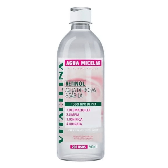 VITACILINA AGUA MICELAR FACIAL RETINOL, AGUA DE ROSAS Y SABILA