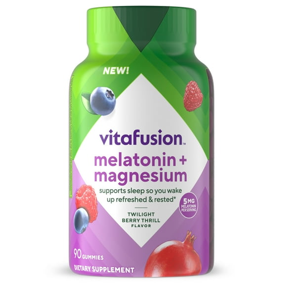 vitafusion Melatonin + Magnesium Gummies, Supports Sleep (1), Twilight Berry Thrill Flavor, 90
Count