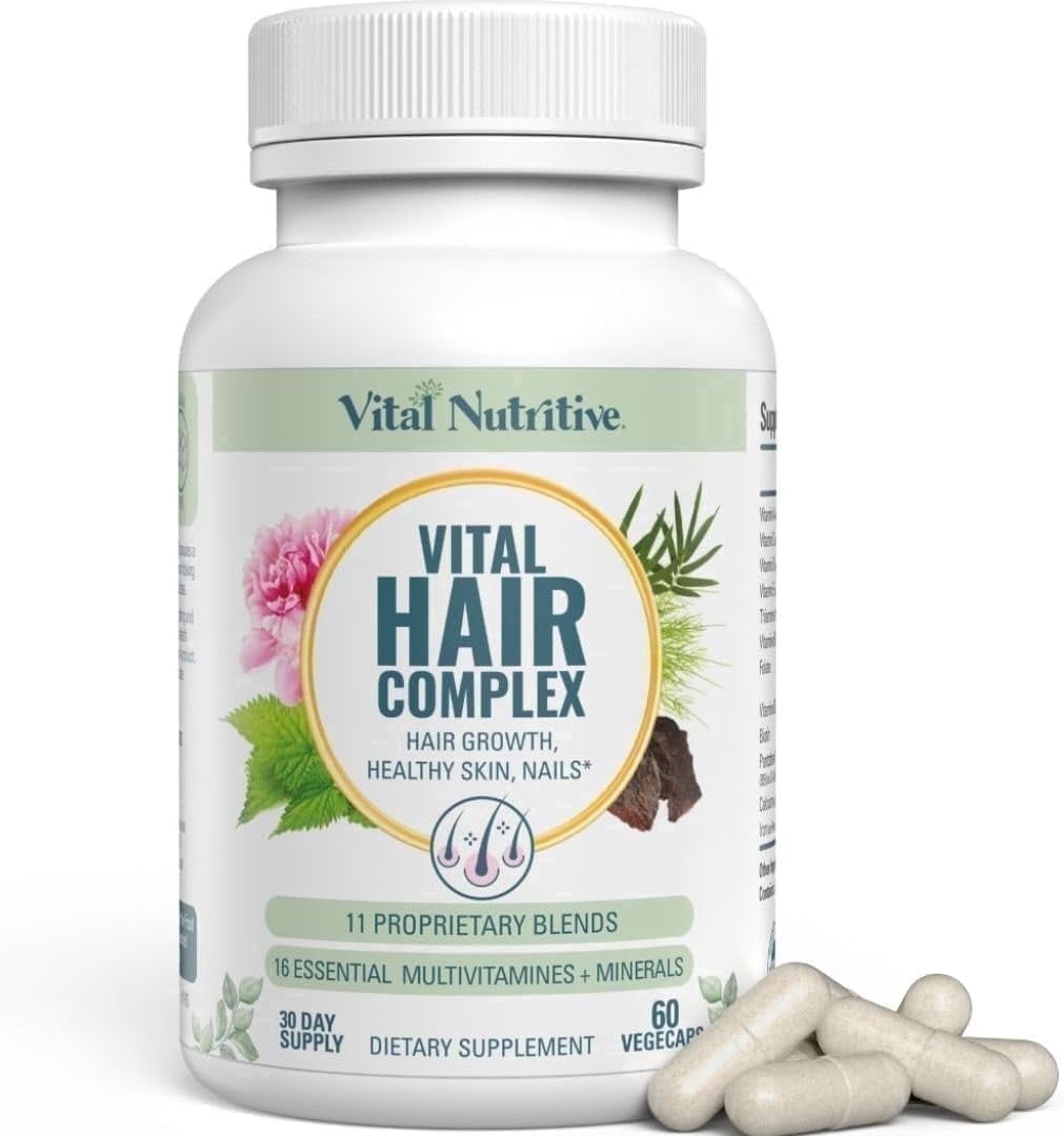 Vital Nutritive Hair Complex – Biotin & Vitamin B Supplement for Healthy Hair, Skin & Nails – Hormone-Free, Gluten-Free – 60 Capsules
