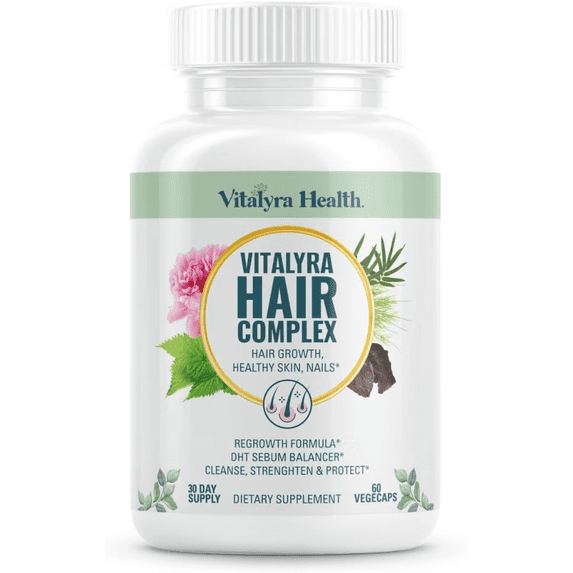 Vitalyra Nutritive Hair Complex – Biotin & Vitamin B Supplement for Healthy Hair, Skin & Nails – Hormone-Free, Gluten-Free – 60 Capsules