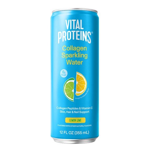 Vital Proteins, Collagen Sparkling Water, Lemon Lime, VERISOL Collagen Peptides + Vitamin C, 0g Sugar, Skin Support Drink, 12 FL OZ Can