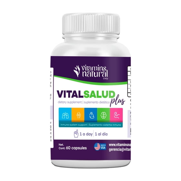 VITAL SALUD PLUS - Support joint Structure and Treatment for Varicose Veins- Energy Supplement - Support Energy Levels with L-Carnitine Base and Nopal - 60 Capsules