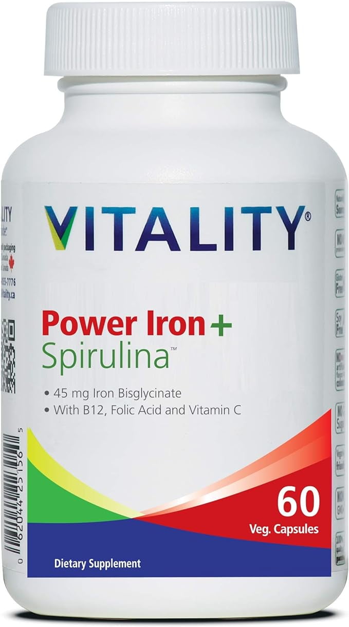 VITALITY Power Iron + Spirulina 45mg Iron Blood Builder Iron