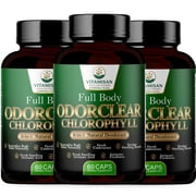 VITAMISAN OdorClear Chlorophyll Capsules, Herbal Internal Deodorant Supplement, 3 Bottles 180 Capsules