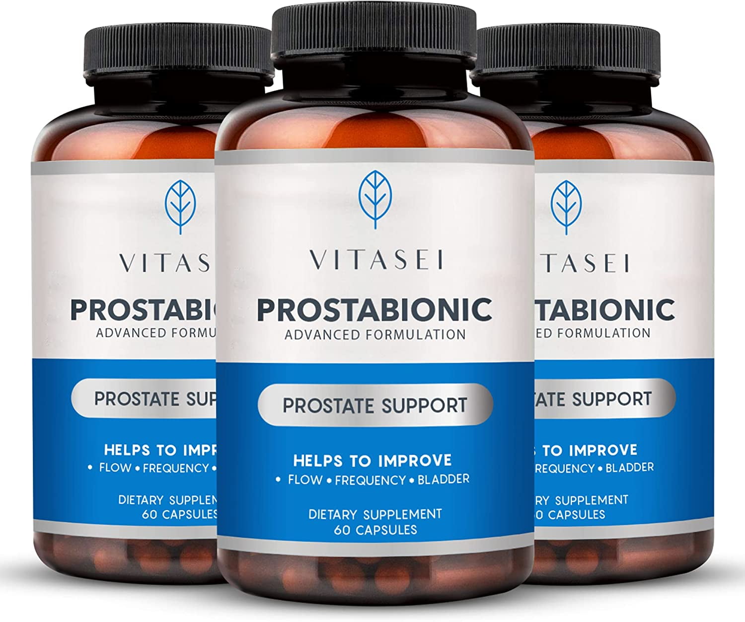 VITASEI Prostabionic Prostate Dietary Supplements for Men W/Saw Palmetto, Bio-quercetin & Pygeum Africanum, Reduce Bathroom Trips, Promotes Sleep & Better Bladder Emptying - 60 Capsules (Pack of 3)