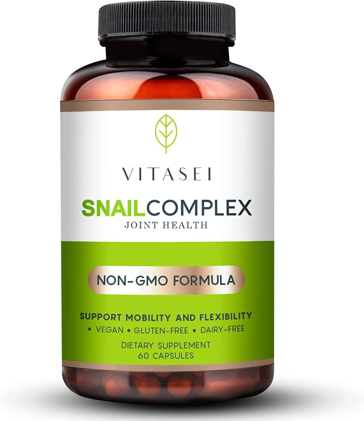 VITASEI Snail Complex Collagen Joint Support Supplement for Women & Men, Supports Mobility & Flexibility, Organic Dietary MSM Supplement, Non-GMO, Gluten-Free, Dairy-Free, 60 Pills