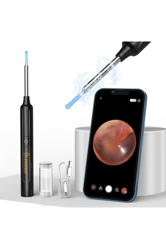 Ear Wax Removal, 1296P FHD Wireless Otoscope Earwax Removal Kit with 6 LED Lights, iPhone, iPad & Android Smart Phones