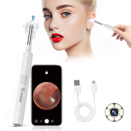 VITCOCO Earwax Removal Endoscope, 1290P HD Wireless Otoscope with 6 LED Lights, Earwax Removal Kit with ABS Ear Picks, Safe Ear Pick Kit for iPhone, iPad & Android Smart Phones