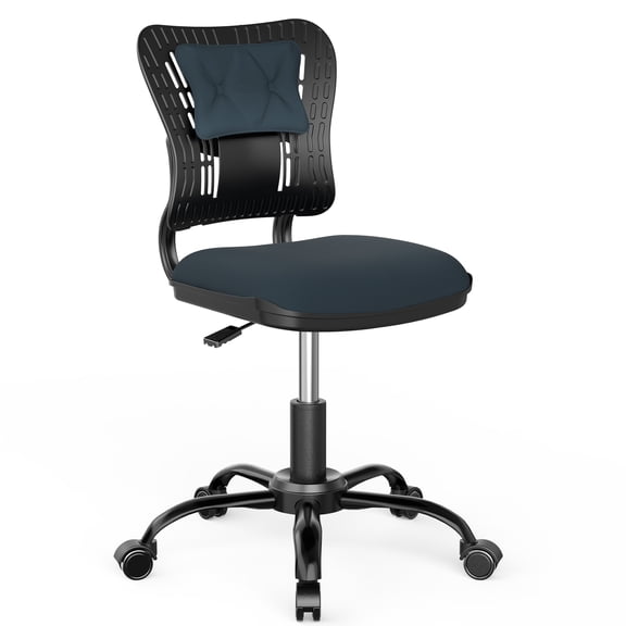 VITCOCO Home Office Chair Low Back Adjustable Seat Height 360° Swivel Task Chair, Rolling Chair with 5 Rolling Castors,Upholstered Armless Executive Comfy Office Chair No Arms (Orange)