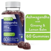 VITEEY Ashwagandha Gummies, Stress Relief Dietary Supplements, Berry Flavor, 60 Ct