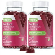 VITEEY Beet Root Gummies with Magnesium and Vitamin C, Energy and Heart Health, Berry Beet Flavor, 60 Count, 2 Pack