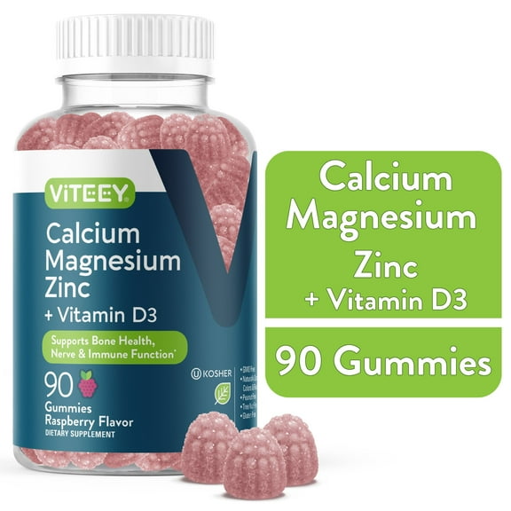 VITEEY Calcium Magnesium Zinc Gummies with Vitamin D3, Bone and Immune Support, 90 Ct