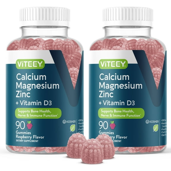 VITEEY Calcium Magnesium Zinc Gummies with Vitamin D3, Bone and Immune Support, 180 Ct
