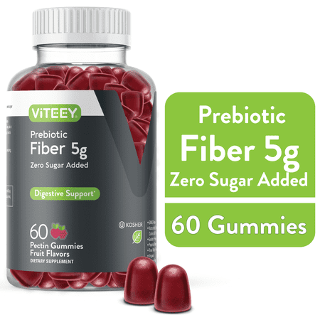 VITEEY Fiber Gummies 5g, Prebiotic Fiber Supplement, Digestive Health Support, Fruit Flavor, 60 Ct