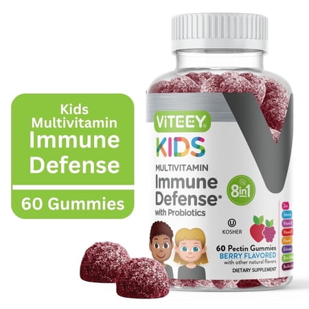 VITEEY Kids Multivitamin Gummies with Probiotics, Immune Support, Berry Flavor, 60 Ct