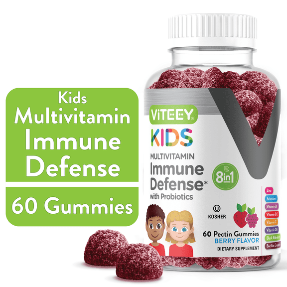 VITEEY Kids Multivitamin Gummies with Probiotics, Immune Support, Berry Flavor, 60 Ct