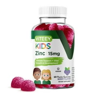 VITEEY Kids Zinc Gummies 15mg, Kids Immune Support Zinc Supplement, Berry Flavor, 60 Ct