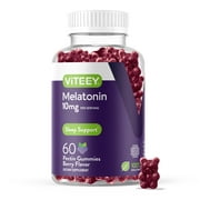 VITEEY Melatonin Gummies 10mg, Sleep Support, Berry Flavor, 60 Count, 1 Pack