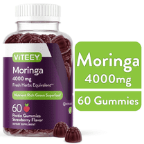 VITEEY Moringa Gummies 4000mg, Nutrient Rich Green Superfood Supplements, Strawberry Flavor, 60 Ct