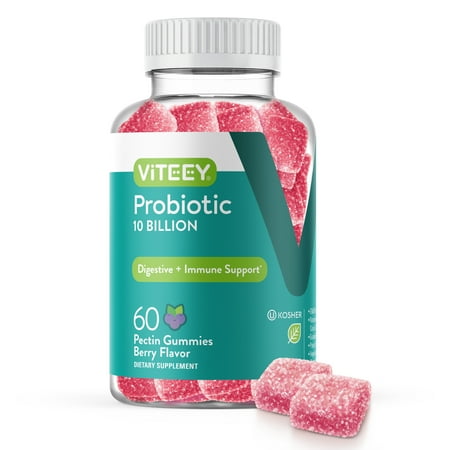VITEEY Probiotic Gummies 10 Billion Cells, Digestive and Immune Support, Berry Flavor 60 Count, 1 Pack