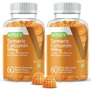 VITEEY Turmeric Gummies with Ginger, Immune Support, Peach Flavor, 60 Count, 2 Pack
