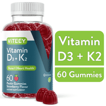VITEEY Vitamin D3 K2 Gummies, Immune Support and Heart Health, Strawberry Flavor, 60 Ct