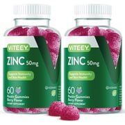 VITEEY Zinc Gummies 50mg, Immune Support Gummies, Berry Flavor, 60 Count, 2 Pack