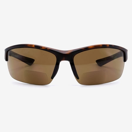 VITENZI Bifocal Sunglasses Semi Rimless TR90 Sports Wraparound Readers for Reading Under the Chieti Sun in Tortoise 2.00