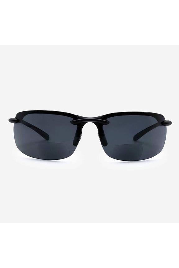 Bifocal Sunglasses Semi Rimless Wraparound Readers for Reading Under the Monza Sun in Black 1.75