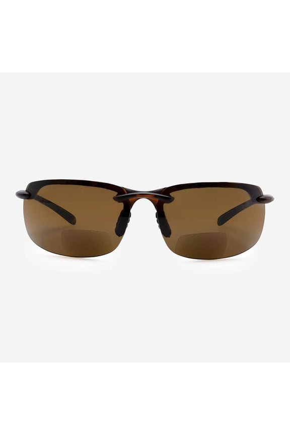 Bifocal Sunglasses Semi Rimless Wraparound Readers for Reading Under the Monza Sun in Tortoise 2.75
