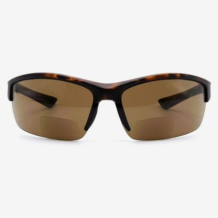 VITENZI Bifocal Sunglasses Semi Rimless Wraparound Readers for Reading Under the Terni Sun in Tortoise 2.00