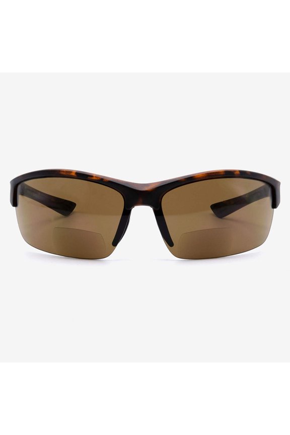 Bifocal Sunglasses Semi Rimless Wraparound Readers for Reading Under the Terni Sun in Tortoise 2.25