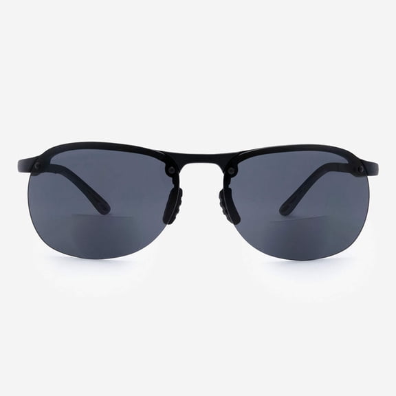 VITENZI Bifocal Sunglasses TR90 Semi Rimless Readers for Reading Under the Como Sun in Black 2.50