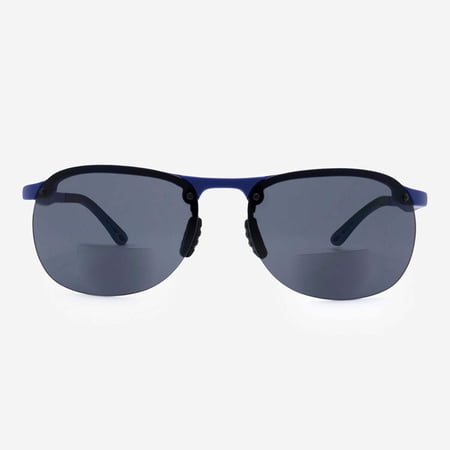 VITENZI Bifocal Sunglasses TR90 Semi Rimless Readers for Reading Under the Como Sun in Blue 1.75