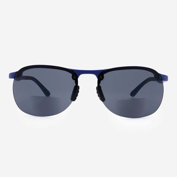VITENZI Bifocal Sunglasses TR90 Semi Rimless Readers for Reading Under the Como Sun in Blue 1.75
