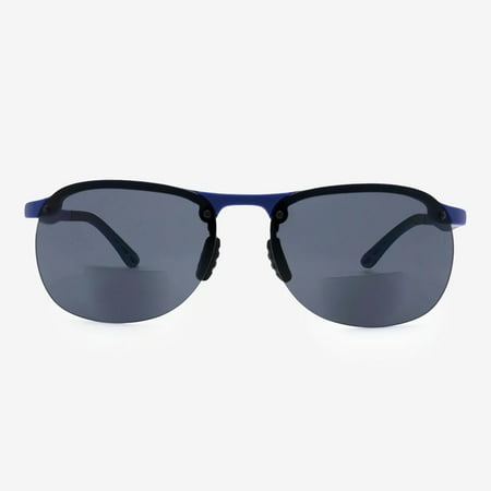 VITENZI Bifocal Sunglasses TR90 Semi Rimless Readers for Reading Under the Como Sun in Blue 2.25