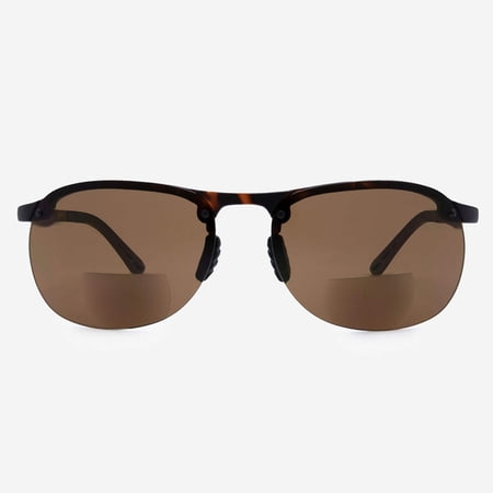 VITENZI Bifocal Sunglasses TR90 Semi Rimless Readers for Reading Under the Como Sun in Tortoise 1.75