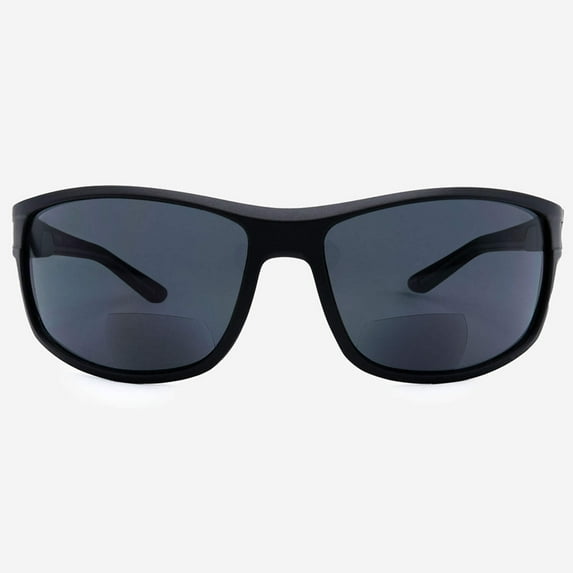 VITENZI Bifocal Sunglasses TR90 Wraparound Frame Sports Readers for Reading Under the Massa Sun in Black 1.75