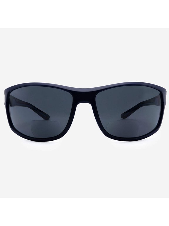 Bifocal Sunglasses Wraparound Sports Readers for Reading Under the Bari Sun in Blue 1.50