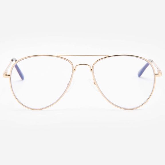 VITENZI Progressive Multifocal Reading Glasses Blue Light Blocking with Clear Multifocus Trifocal Lens Aviator Readers Anti Fog Scratch Milan in Gold 3.00