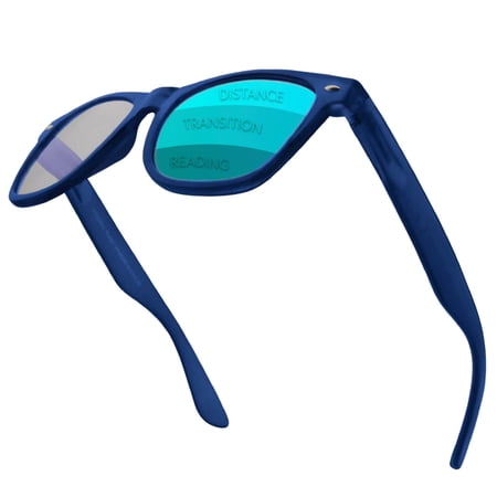 VITENZI Progressive Multifocal Reading Glasses Blue Light Blocking with Clear Multifocus Trifocal Lens Classic Readers Anti Fog Scratch Rimini in Blue 3.00