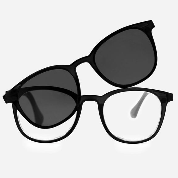 VITENZI Progressive Multifocal Reading Glasses Blue Light Blocking Readers - Includes Magnetic Sunglasses Clip On - Anti Fog Scratch Naples in Black 2.00