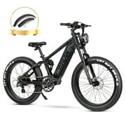 VITILAN T7 Electric Bike for Adults Fat Tire Ebike 750W BAFANG Motor 20AH Removable Sam-Sung Battery 26 Inch Mountain Electric Bicycle Full Suspension Shimano 8 Speed