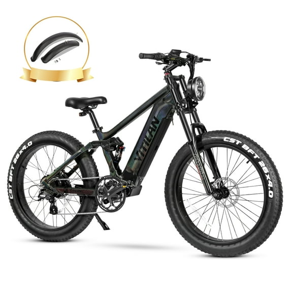 VITILAN T7 Electric Bike for Adults Fat Tire Ebike 750W BAFANG Motor 20AH Removable Sam-Sung Battery 26 Inch Mountain Electric Bicycle Full Suspension Shimano 8 Speed