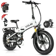VITILAN i7 Pro 2.0 Folding Electric Bike for Adults, Max Speed 28MPH 750W BAFANG Motor 48V 20AH Removable SAM-Sung Battery, 20” x 4.0" Fat Tire Full Suspension Electric Bicycles Shi-mano 8 Speed