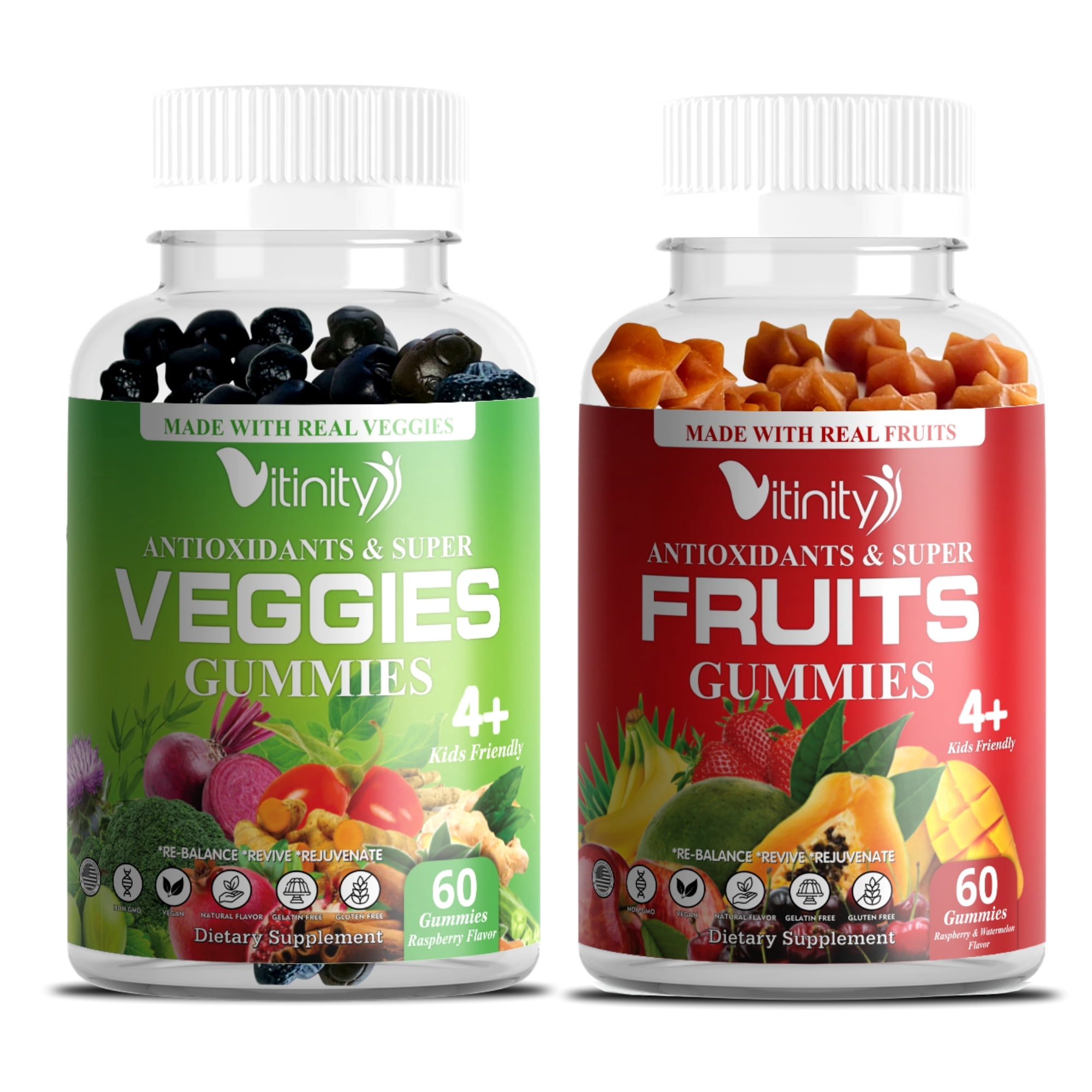 VITINITY Fruits and Veggies Gummies - Superfood Vegetable Vitamin Supplement for Women and Men - with a Blend of Fruit and Greens for Daily Health