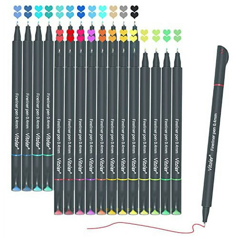 VITOLER CH9C2QR 24 Fineliner Color Journaling Planner Pen and 24 Dual Tip  Brush Pen Colored Pen